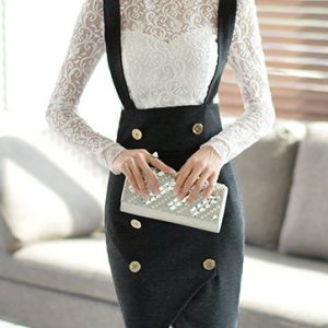 White Bodycon Lace Sweet Long Sleeved Top