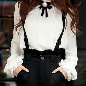 White Bow Ruffled Girly Blouse