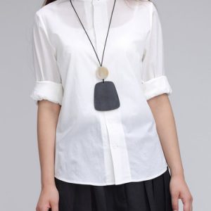 White Buttoned Solid H-line Simple Blouse