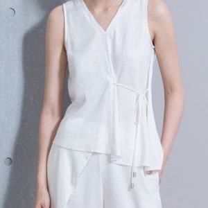 White Casual Asymmetric Tank