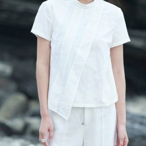 White Casual Asymmetrical T-Shirt