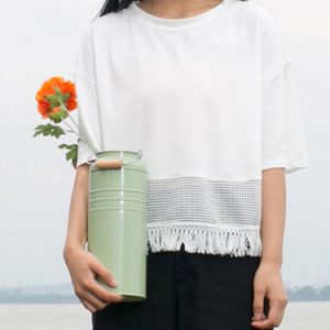 White Casual Cotton Plain T-Shirt