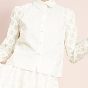 White Checkered Cotton Casual Blouse