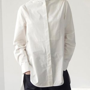 White Cotton Casual Plain Blouse