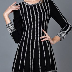 White Cotton-blend Long Sleeve Knitted Sweater Dress