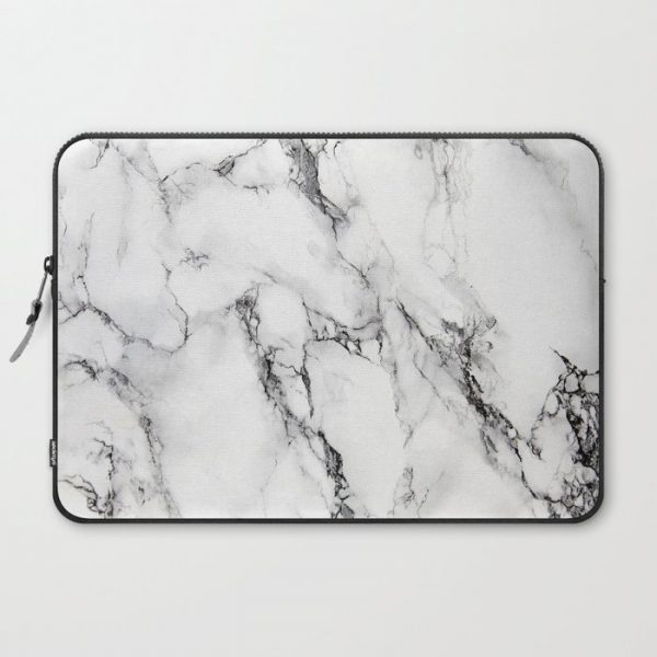 White Faux Marble Texture Computer Cover by ArtOnWear - Laptop Sleeve - 15"