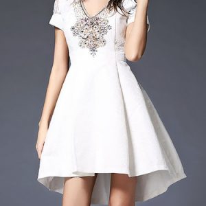 White Girly High Low Mini Dress