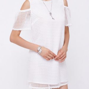 White Girly Pierced Mini Dress