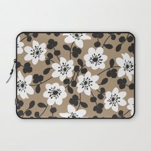 White Hepatica. Flower pattern Computer Cover by Elena Lents - Laptop Sleeve - 13"