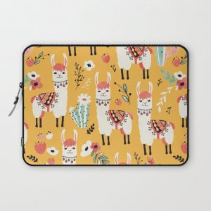 White Llama with flowers Computer Cover by Lidiebug - Laptop Sleeve - 13"