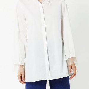 White Long Sleeve Symmetric Cotton Blouse