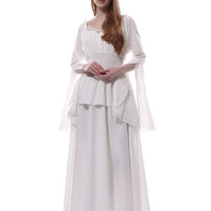 White Medieval Dresses Victorian Chiffon Maxi Halloween Costumes Women