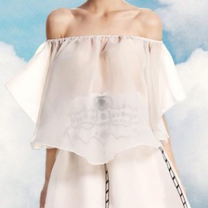 White Off-shoulder Plain Sexy Off Shoulder Cropped Top