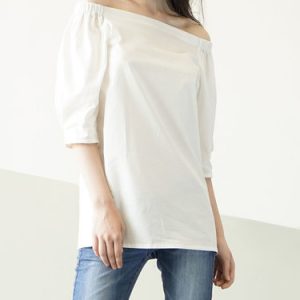 White Off-shoulder Simple Tunic