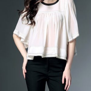 White Paneled Shift Sweet Blouse