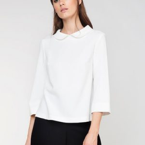 White Peter Pan Collar 3/4 Sleeve Blouse