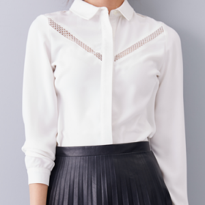 White Plain Pierced Simple Polyester Blouse