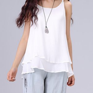 White Plain Sleeveless Camis