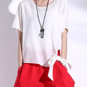 White Polyester Short Sleeve Short Sleeved Top