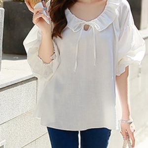 White Ruffled Casual Blouse