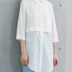 White Simple Plain Paneled Tunic