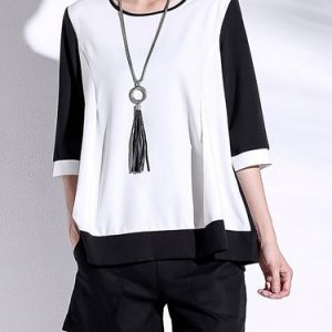 White Simple Polyester Crew Neck T-Shirt