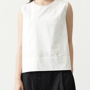 White Sleeveless Plain Asymmetric High Low Tank