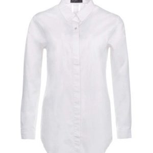 White Statement Shirt Collar Pierced H-line Blouse