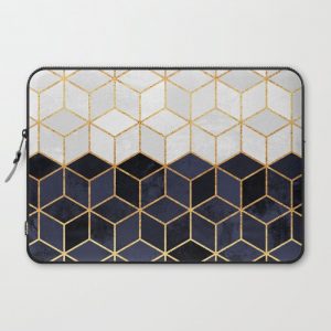 White & Navy Cubes Computer Cover by Elisabeth Fredriksson - Laptop Sleeve - 15"