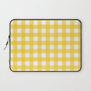 White & Yellow Gingham Pattern Computer Cover by Rose Gold - Laptop Sleeve - 13"