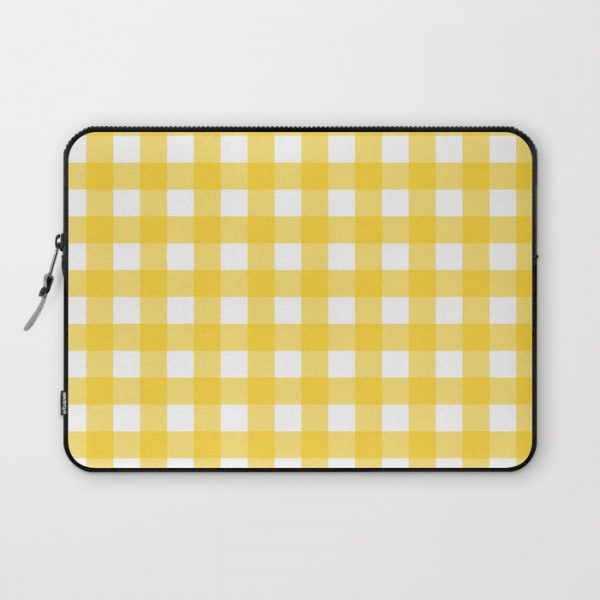 White & Yellow Gingham Pattern Computer Cover by Rose Gold - Laptop Sleeve - 13"