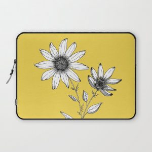 Wildflower line drawing | Botanical Art Computer Cover by Kris Kivu - Laptop Sleeve - 13"