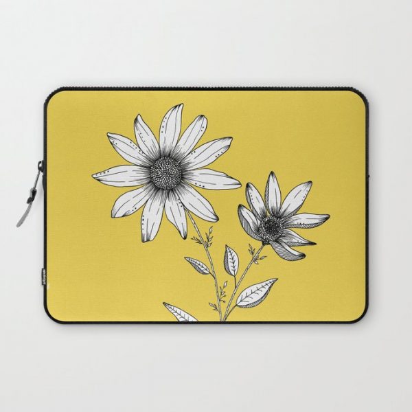 Wildflower line drawing | Botanical Art Computer Cover by Kris Kivu - Laptop Sleeve - 13"