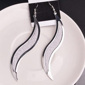 Willow Leaf Pendant Silver Metal Earrings for Woman - One Size