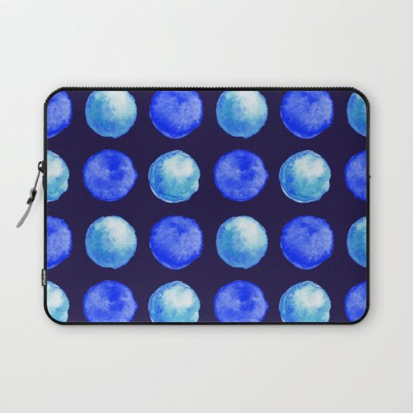 Winter Blue Watercolor Large Dots Pattern Computer Cover by Boriana Giormova - Laptop Sleeve - 13"