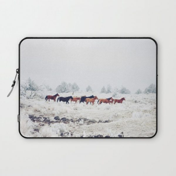 Winter Horse Herd Computer Cover by Kevin Russ - Laptop Sleeve - 13"