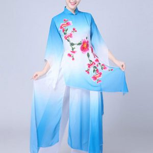 Women Chinese Costumes Blue Asian Outfit Holidays Carnival Costumes