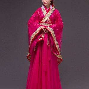 Women Chinese Costumes Chiffon Sequin Flower Han Dynasty Holidays Costumes