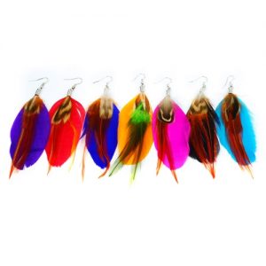 Women New Fashion Long Colorful Feather Cute Chandelier Dangle Earring Eardrop Jewelry Accessory Gift