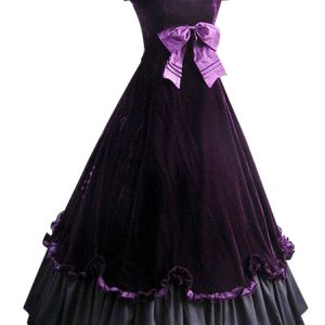 Women Retro Costumes Corduroy Ruffles Dress Gothic Marie Antoinette Costume 18th Century Costume