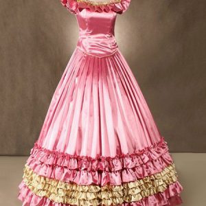 Women Retro Costumes Ruffle Marie Antoinette Costume Silk Dress