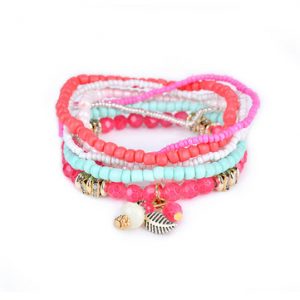 Women's Bohemian Bracelet Leaves Beads Multilayer Bracelet