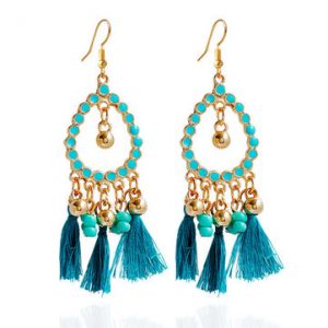 Women's Bohemian Earrings Beads Drop Tassel Earrings