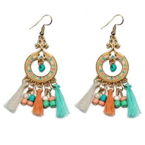 Women's Bohemian Earrings Beads Rhinestone Tassel Earrings