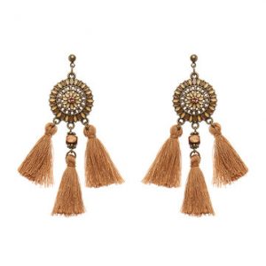 Women's Bohemian Earrings Retro Rhinestone Flower Tassel Earrings