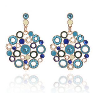 Women's Bohemian Earrings Rhinestone Circle Drop Earrings