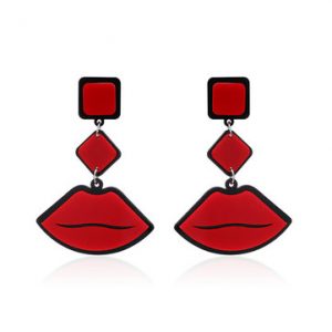 Women's Cute Funny Earrings Red Lip Ear Drop