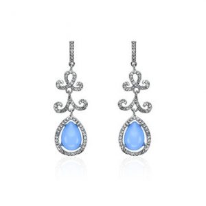 Women's Elegant Earrings Luxury Big Blue Crystal Earrings