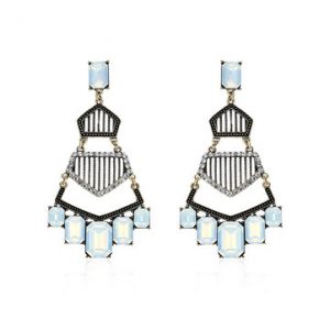 Women's Elegant Earrings Opal Rhinestone Crystal Tassel Earrings