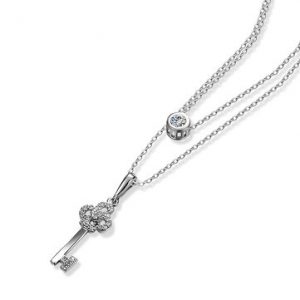 Women's Elegant Necklace Key Pendant Zircon Necklace